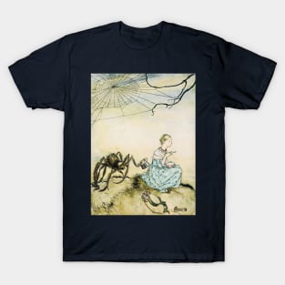 Vintage Nursery Rhyme, Little Miss Muffet by Arthur Rackham T-Shirt